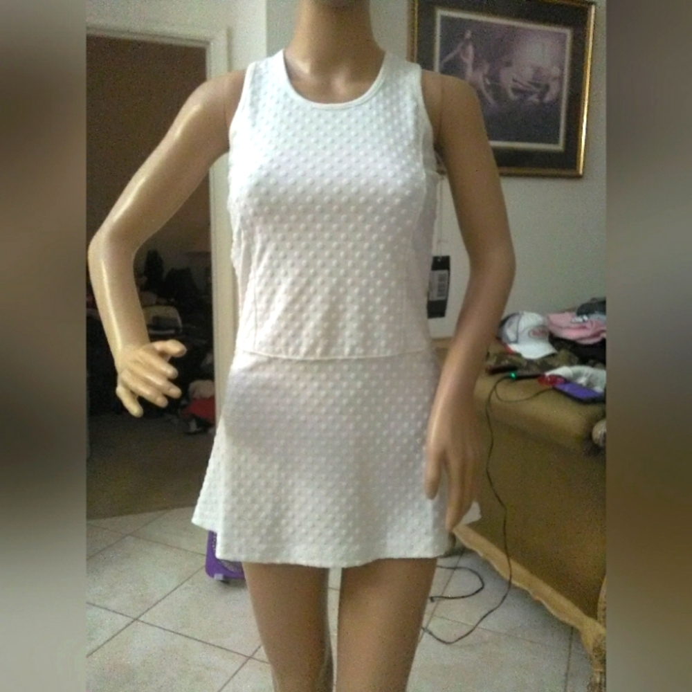 BNWOT White Polka Dot TENNIS DRESS BY BOAST SZ. LG? ( Runs VERY Small) Adorable!